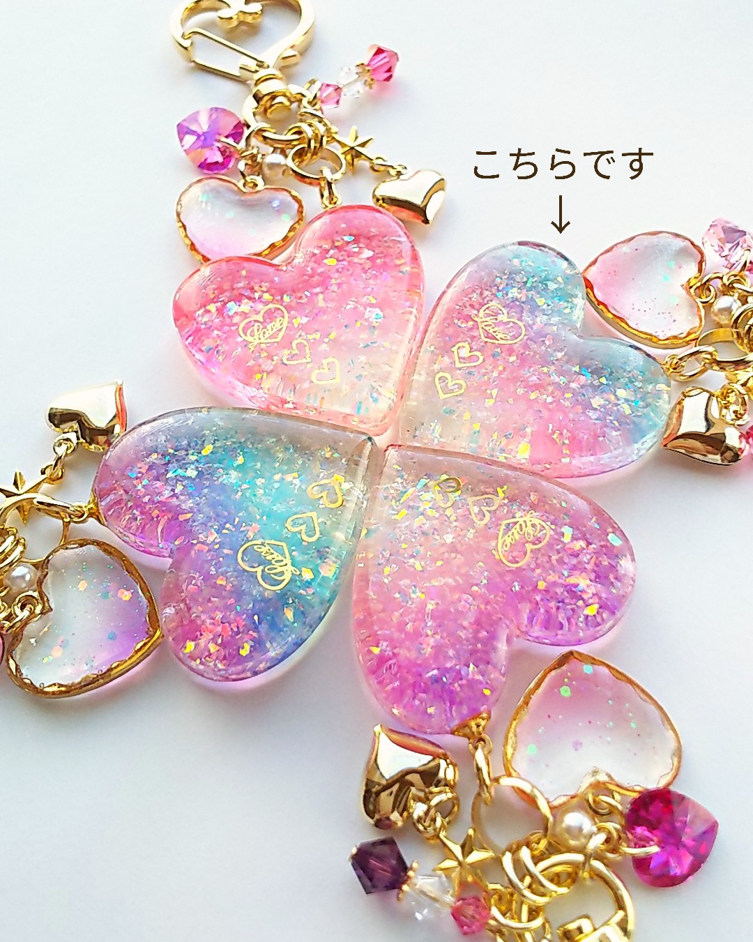 ハートのキーホルダー♡パステルカラーの画像2