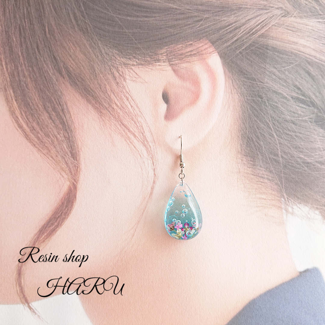 海底に咲く花。.゜*雫型レジンピアス・イヤリングの画像6