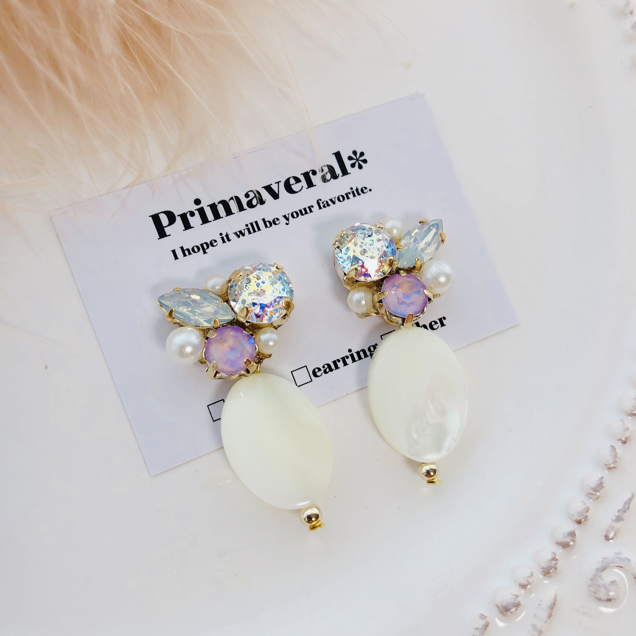 3wayベージュのファーピアスの画像3