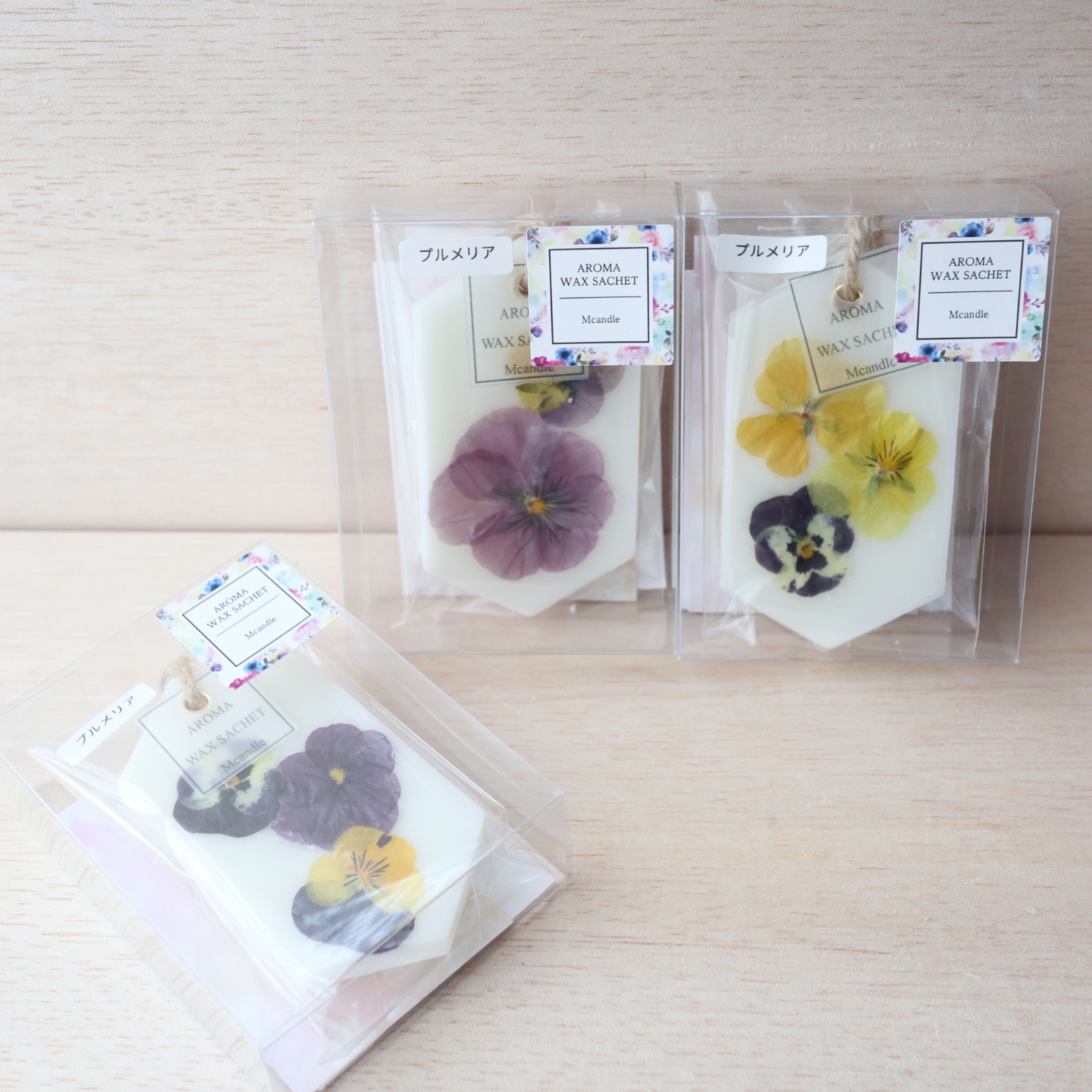 ◇プルメリアの香り◇アロマワックスサシェ押し花ビオラの画像2