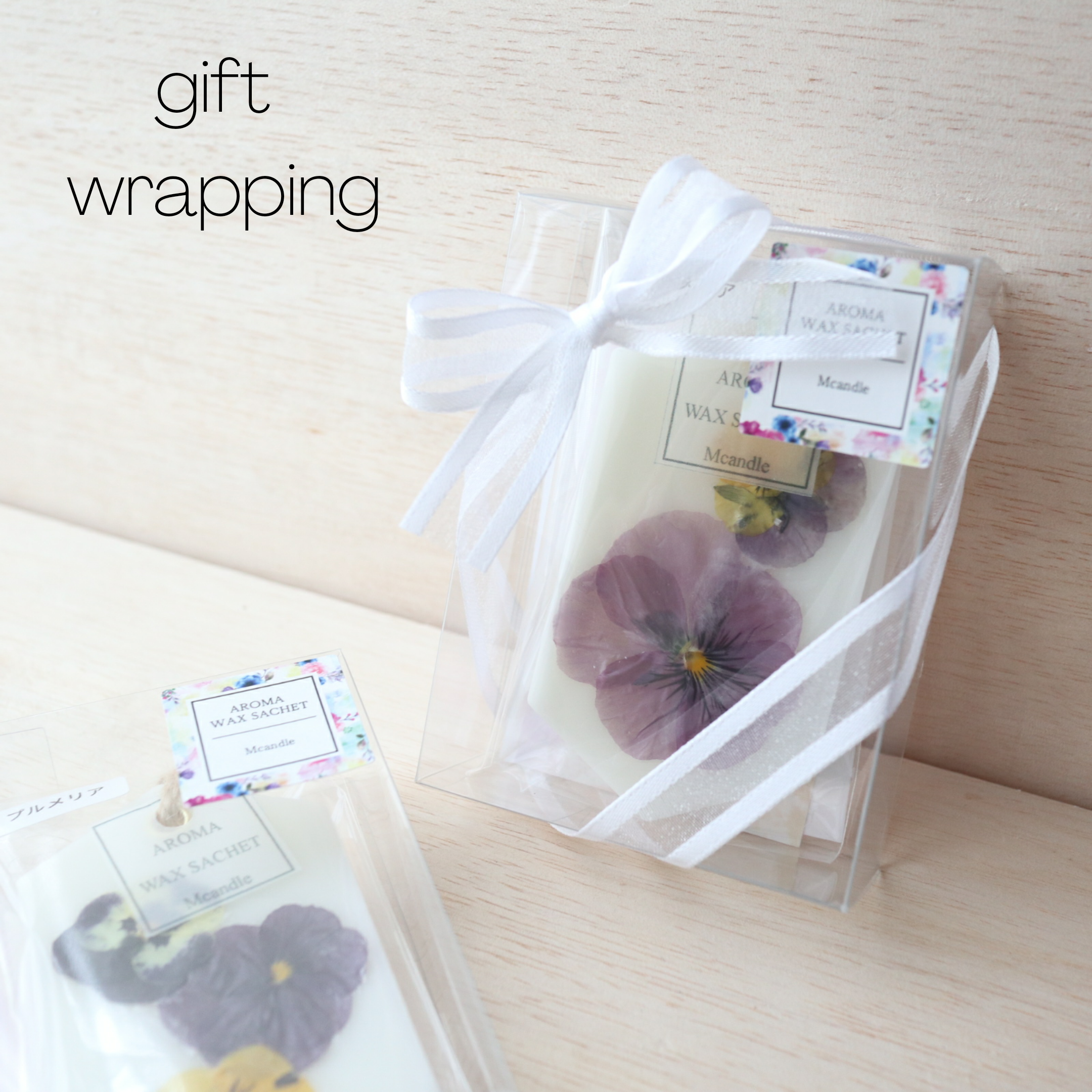 ◇プルメリアの香り◇アロマワックスサシェ押し花ビオラの画像3