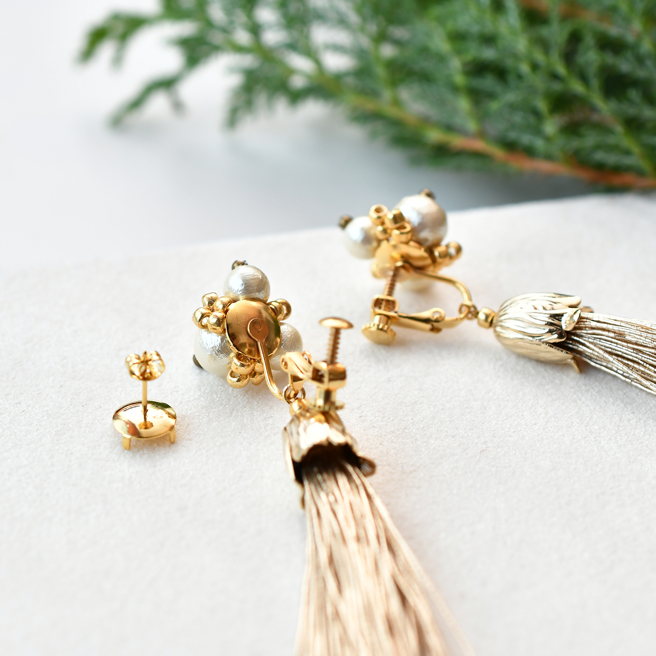 コットンパールタッセルピアス・イヤリング　木の実の画像5