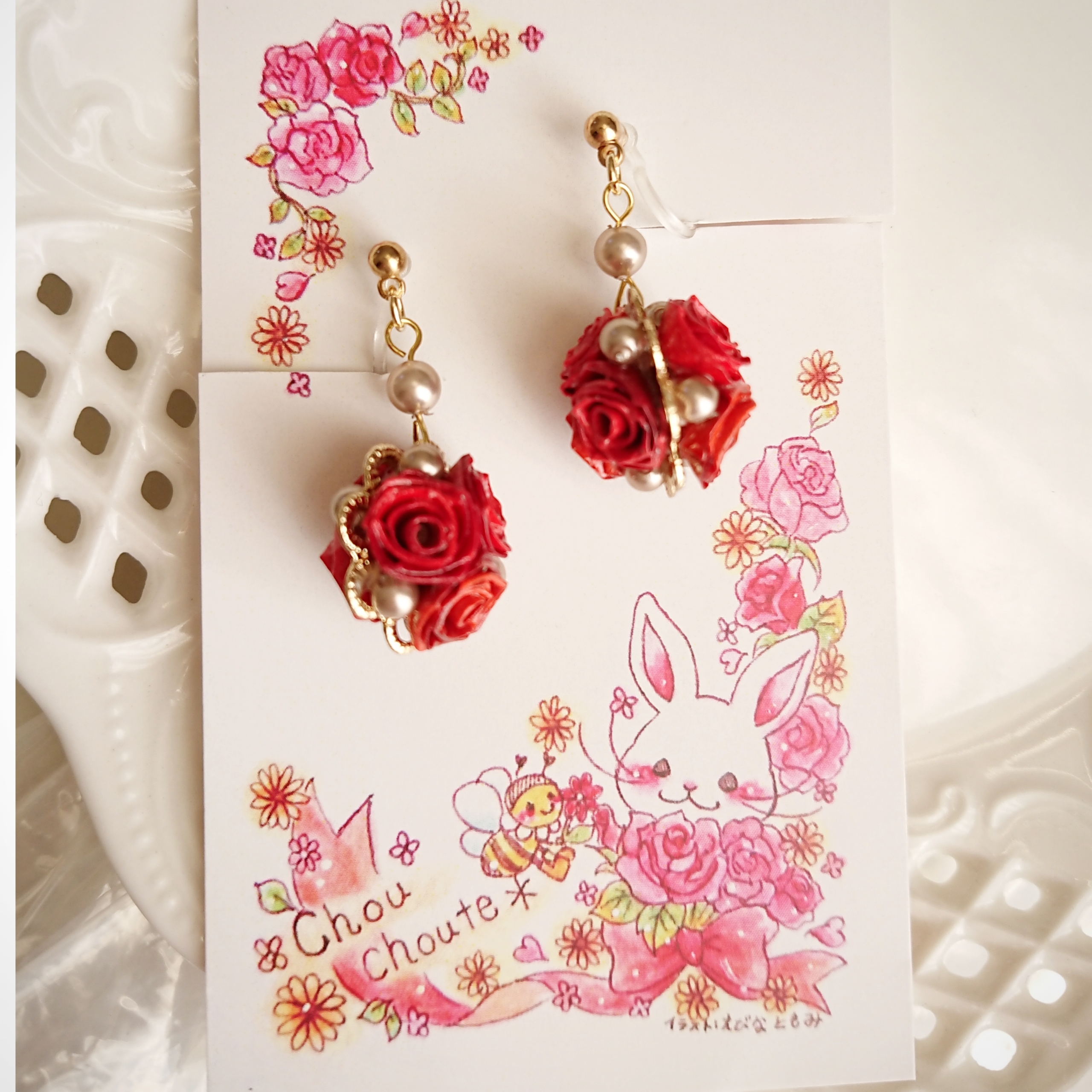 赤いバラの耳飾り｟ロザフィ｠の画像2