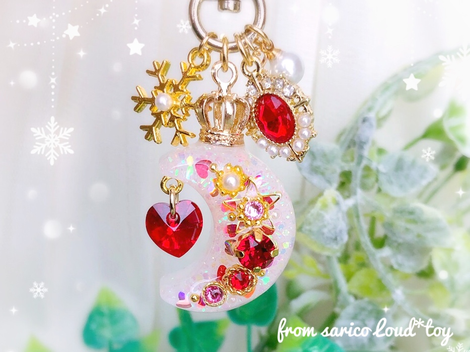 white×red💓Heartお月さまチャームの画像2