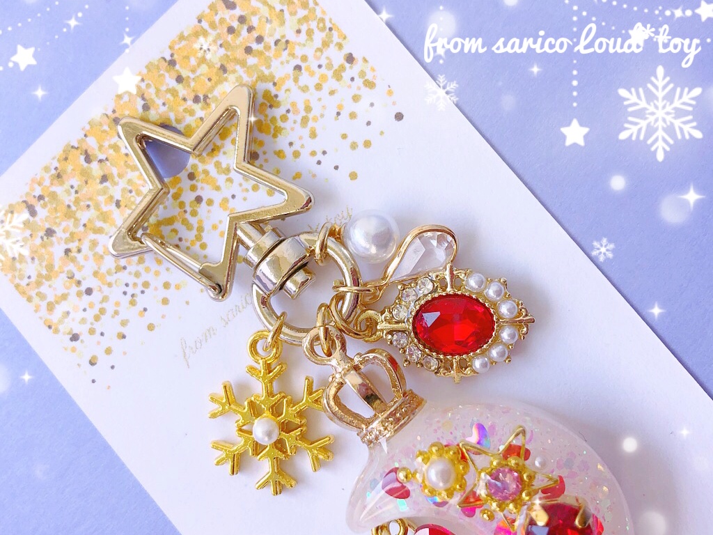 white×red💓Heartお月さまチャームの画像3