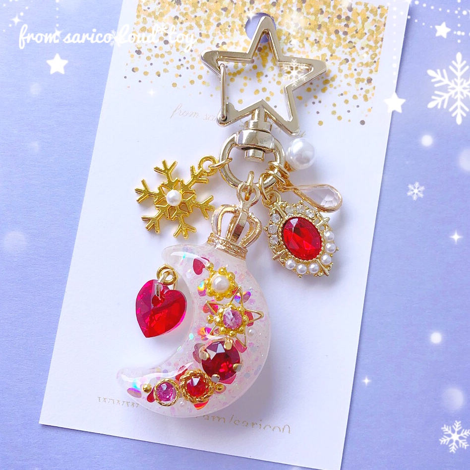 white×red💓Heartお月さまチャームの画像4