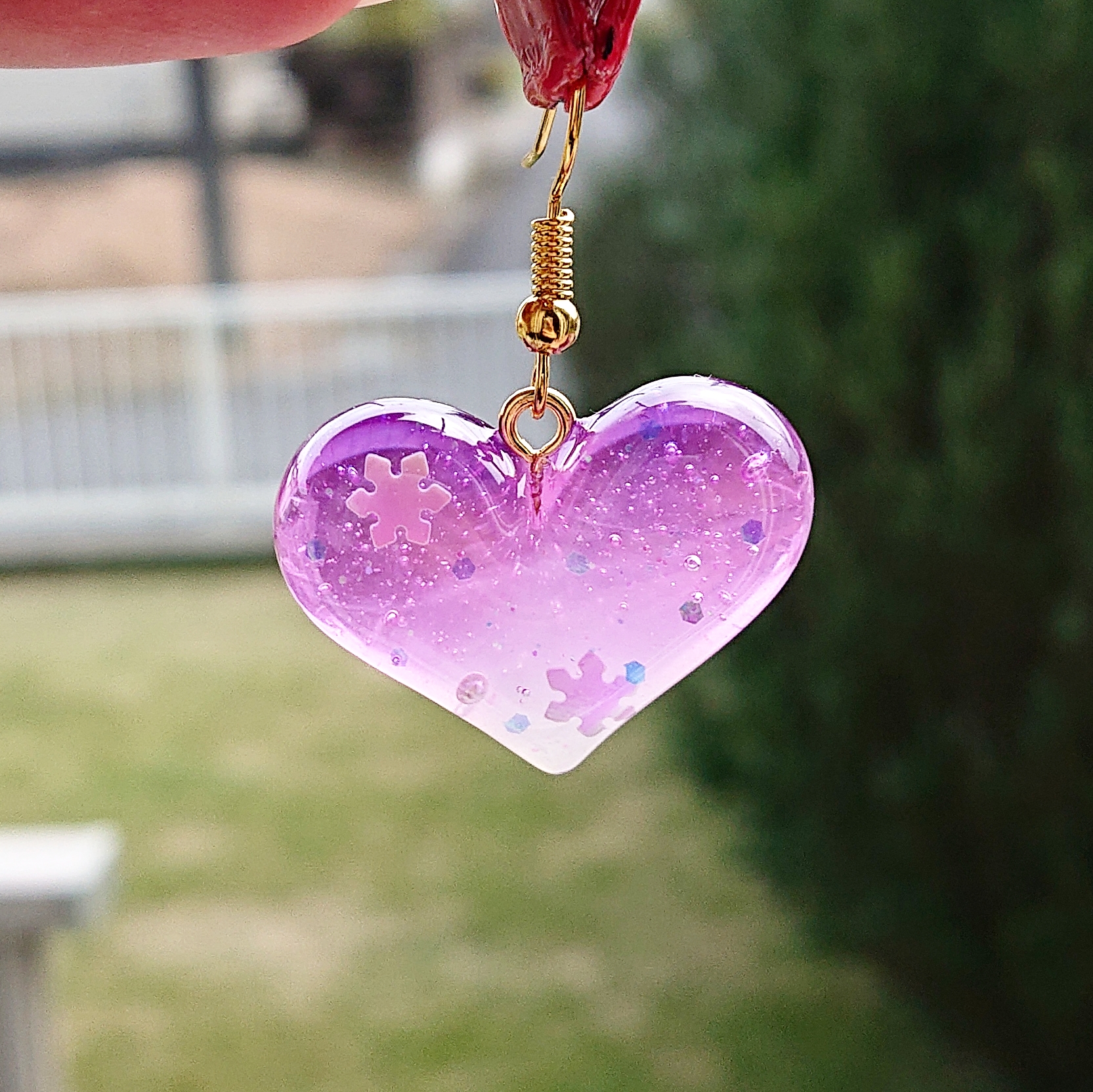 雪の朝焼け✩.*˚ハート型レジンピアス・イヤリングの画像5