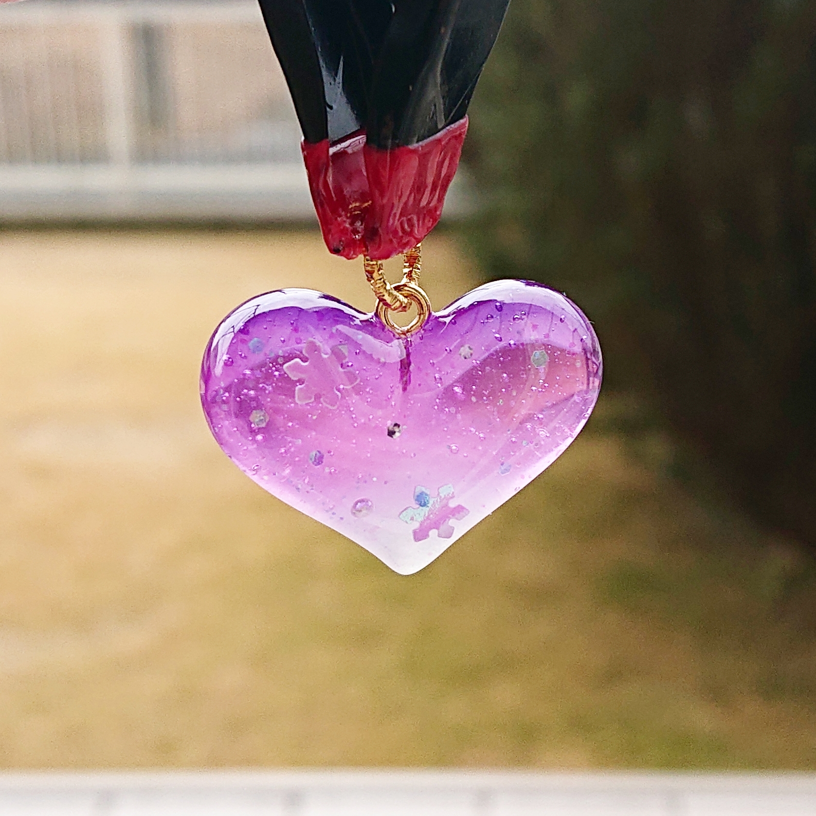 雪の朝焼け✩.*˚ ハート型レジンネックレスの画像5
