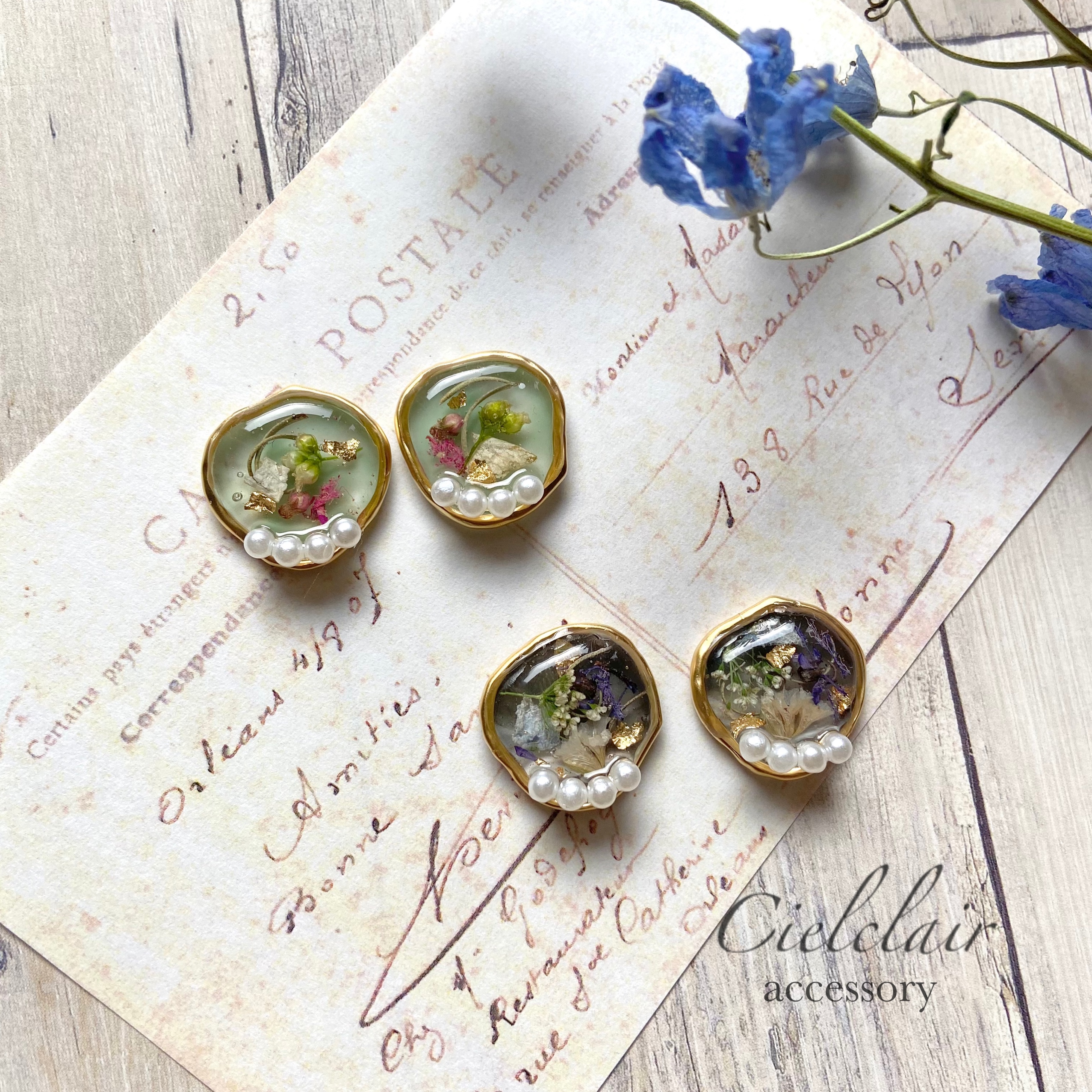 Flowerとダブルコットンパールチタンピアスの画像4