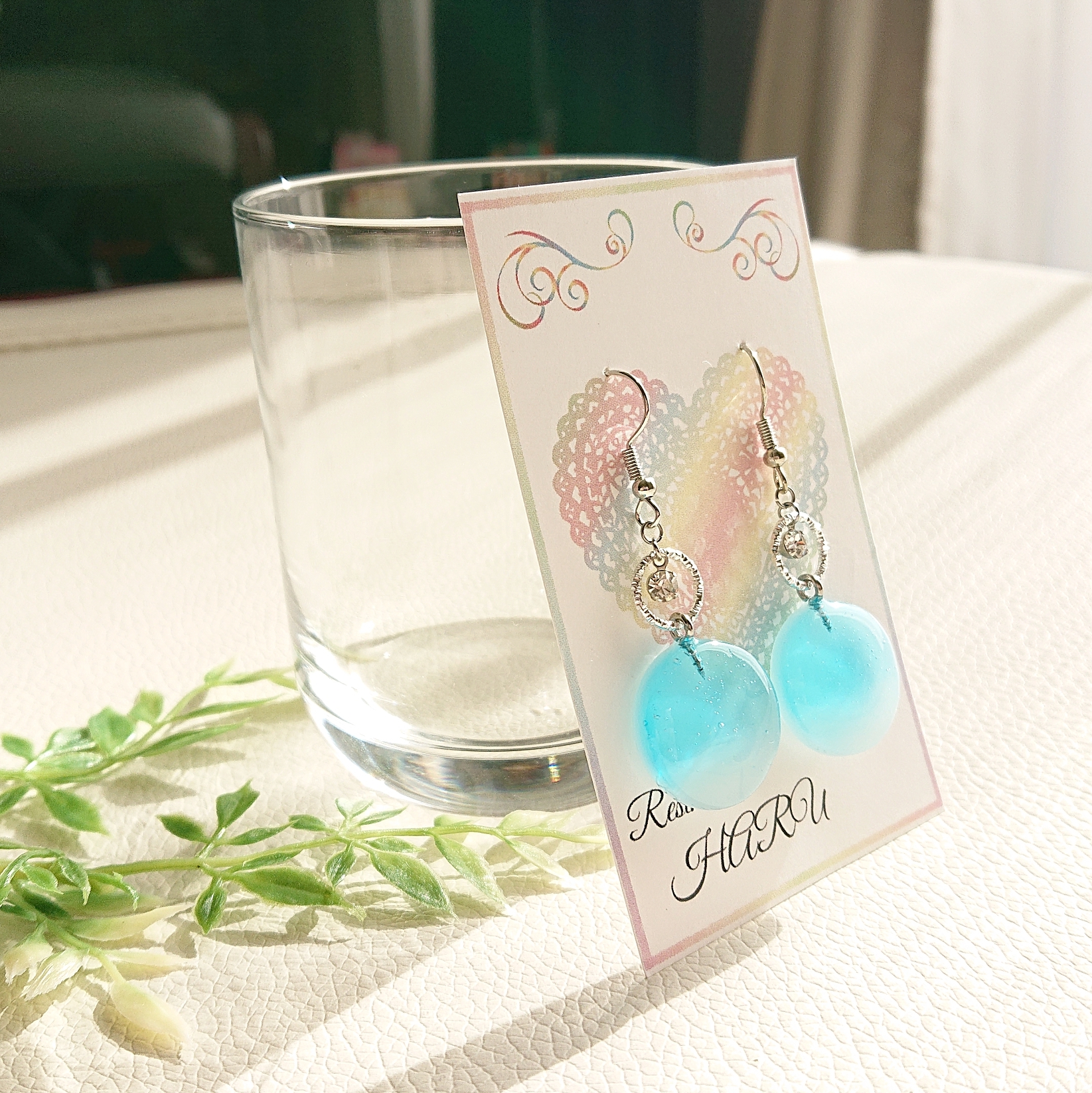 あの日見た青空｡*ﾟ円型レジンピアス・イヤリングの画像5