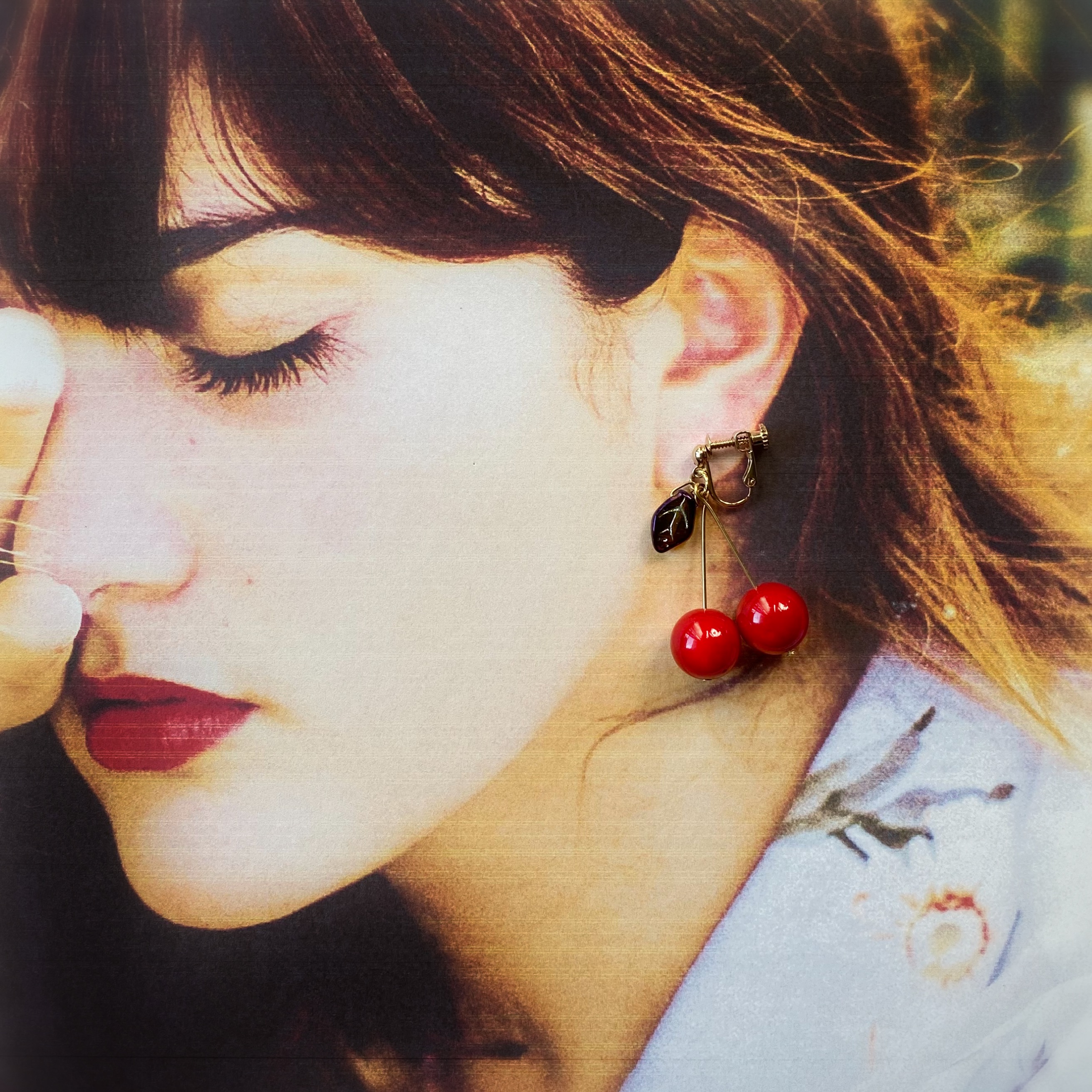 天然石メノウ🍒チェリー(ピアス/イヤリング)の画像4