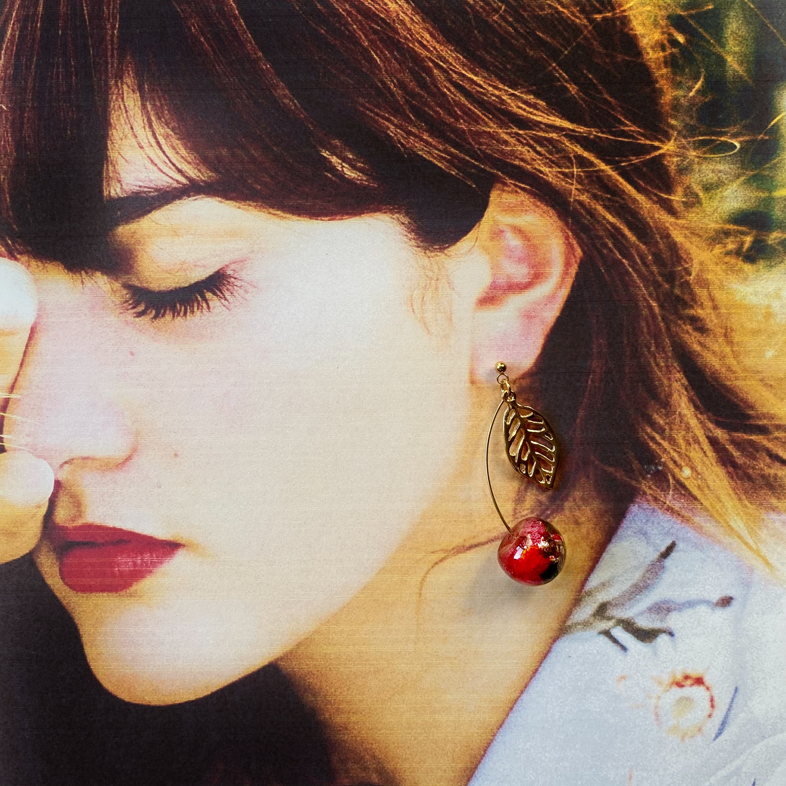 ボタニカルチェリーred(ピアス/イヤリング)の画像6