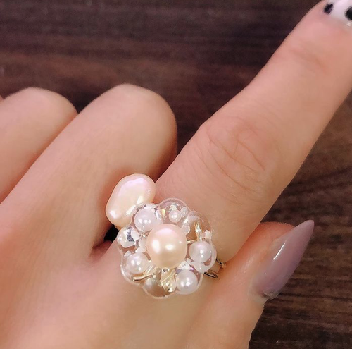 【送料無料】flower water pearl bijou ring setの画像3