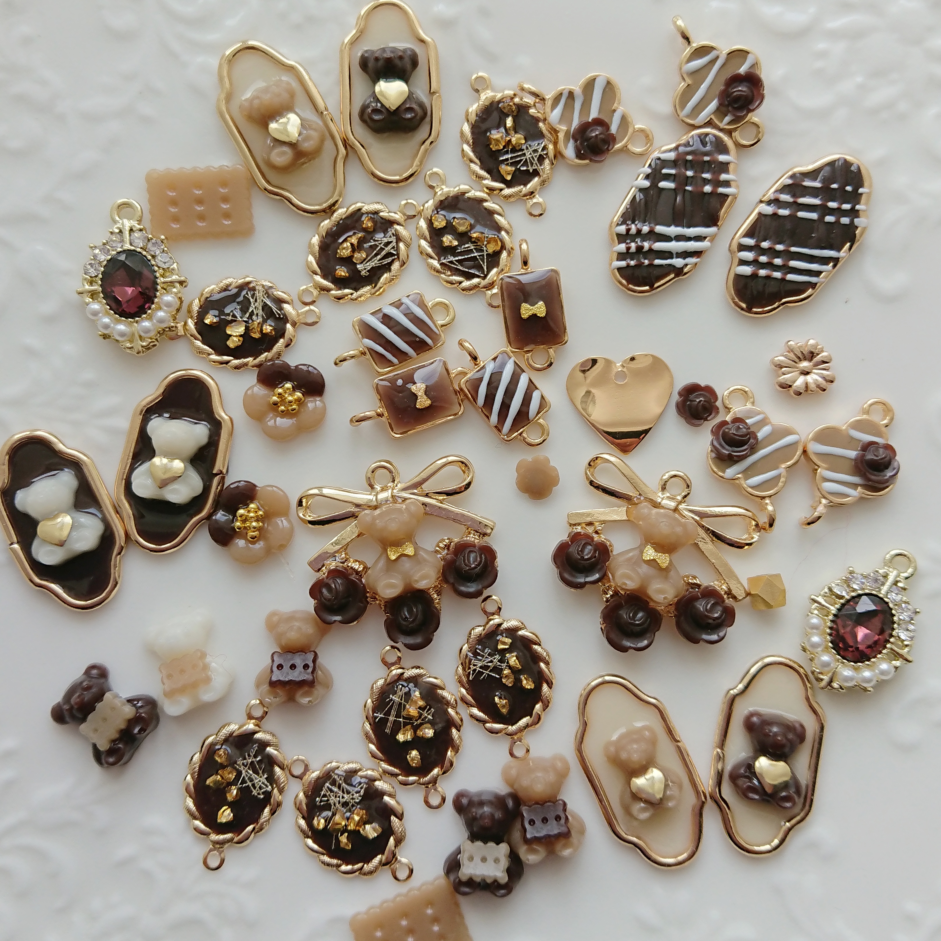 チョコ&コットンパール 耳飾りの画像8