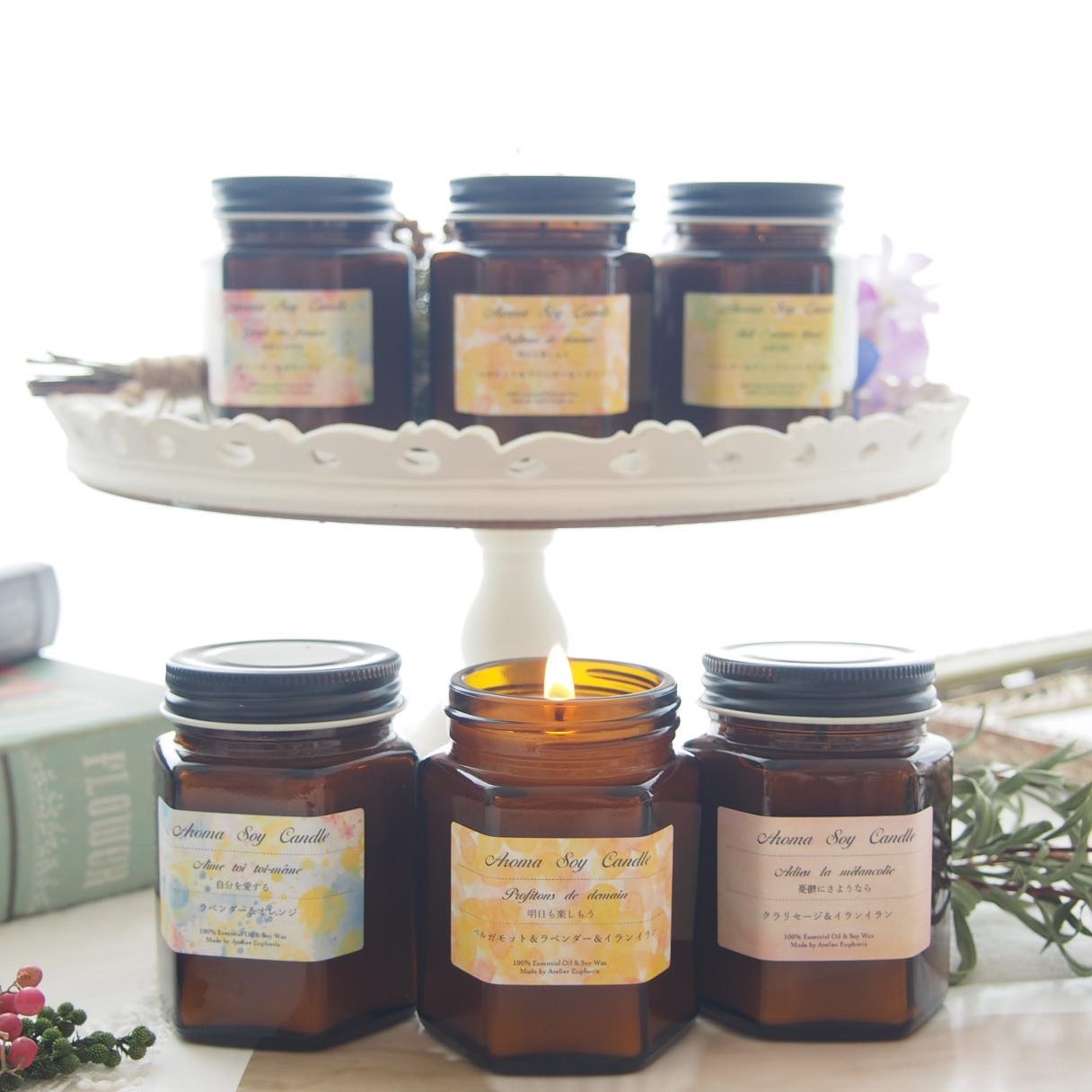 天然精油　ふわっと香るアロマソイキャンドル　【5種類の香りから選べます】の画像2