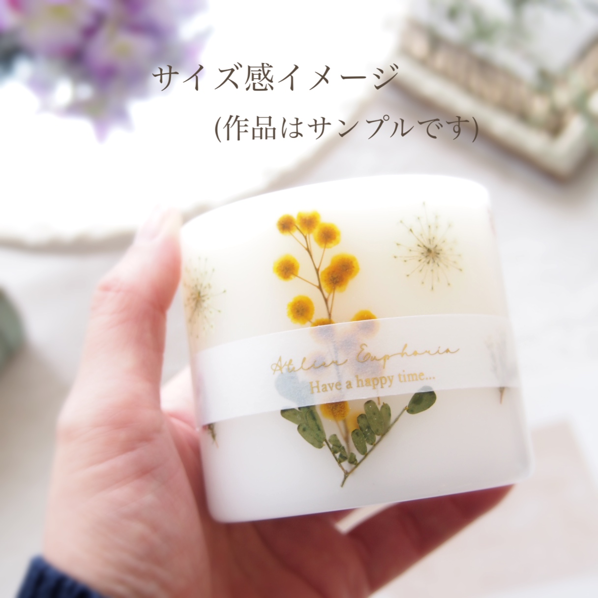 ◆春待ちキャンドル◆　スプリングカラーのボタニカルキャンドル　ウェディング/プレゼント/お祝いや感謝の気持ちに・・・の画像5