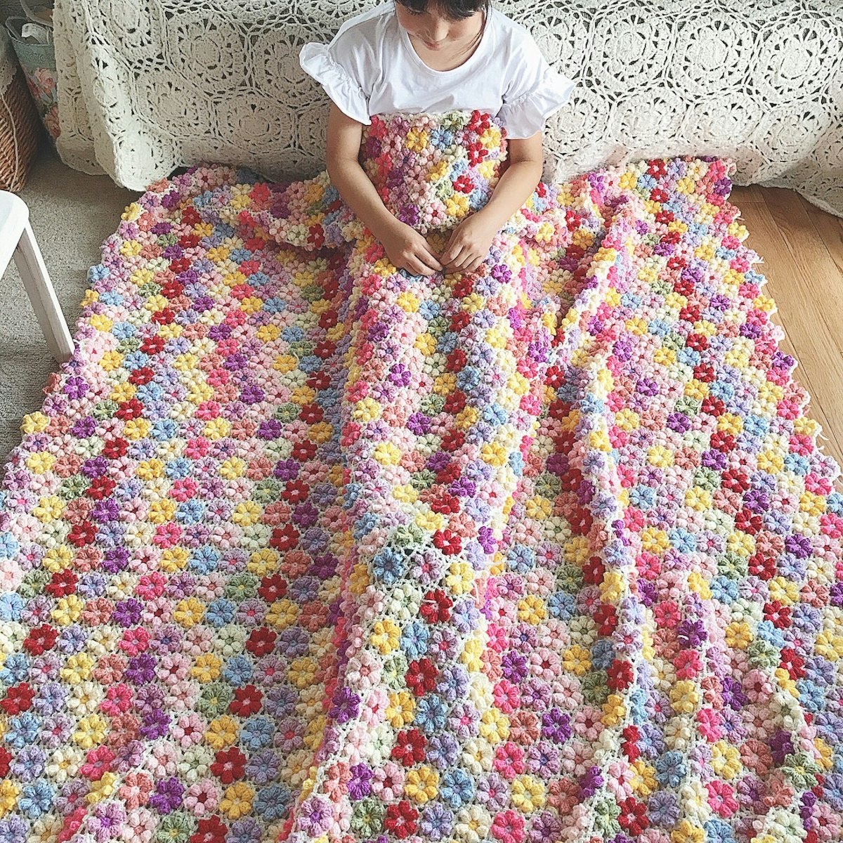 受注製作】手編みのベッドカバー お花モチーフ | FANTIST