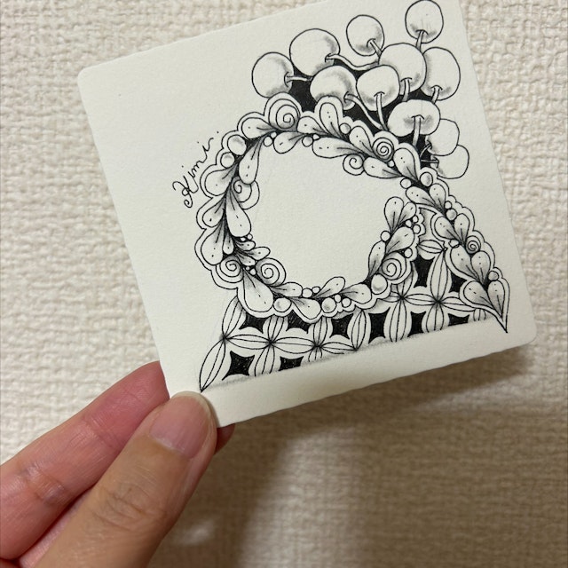 はじめて描く、癒しのゼンタングル講座を受講したきみさんの作品