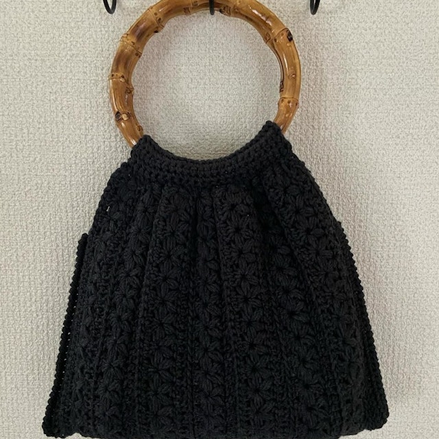 かぎ針編み リフ編みと長編みのクロッシェバッグの作り方を受講したみちよさんの作品