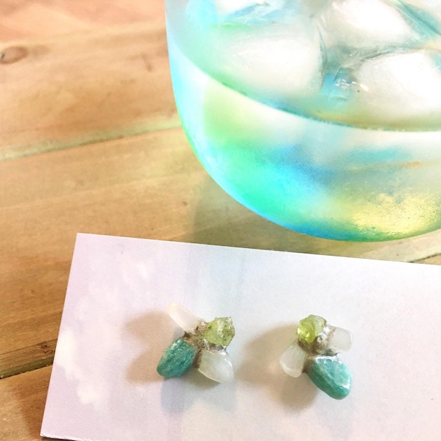 天然石で作る、金継ぎアクセサリー作り講座を受講したukineさんの作品