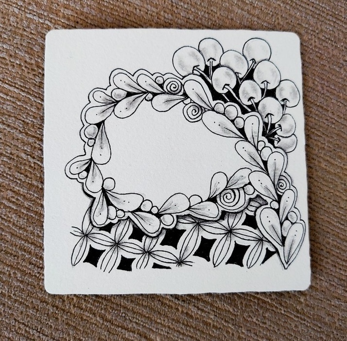 はじめて描く、癒しのゼンタングル講座を受講したミルラさんの作品