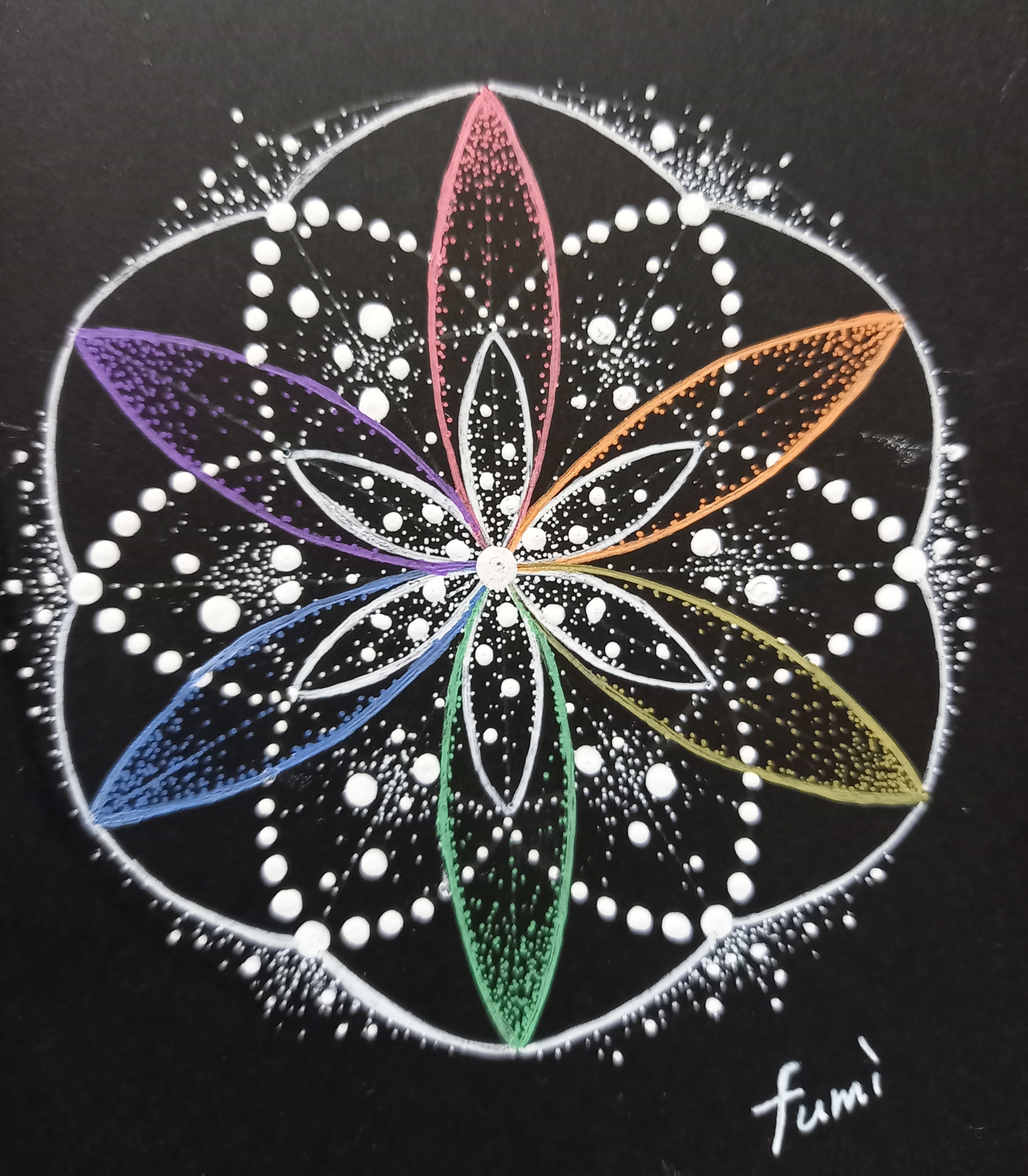 描く瞑想「点描曼荼羅アート講座」〜初級編〜を受講したfumiさんの作品