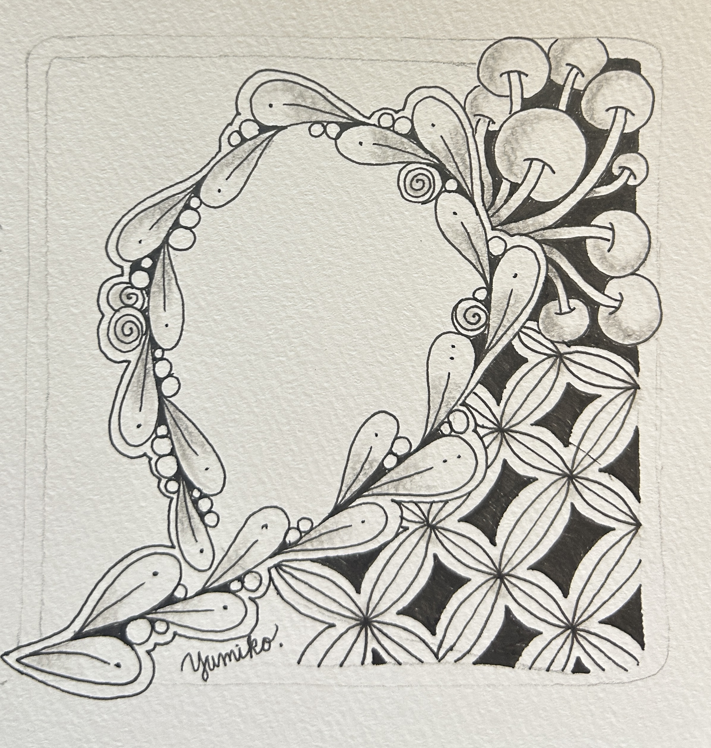 はじめて描く、癒しのゼンタングル講座を受講したゆっこyukkoさんの作品