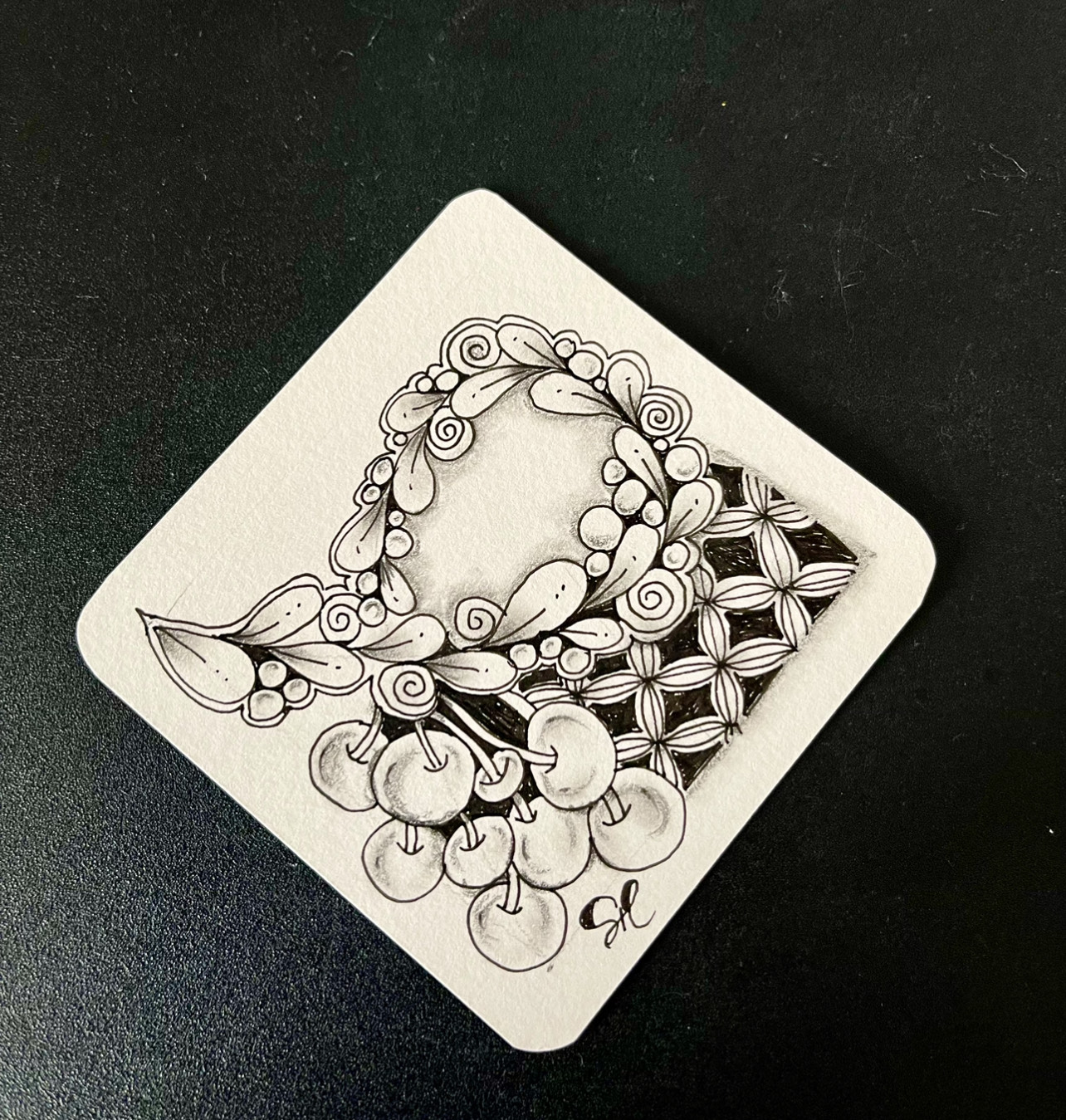 はじめて描く、癒しのゼンタングル講座を受講したFairycatさんの作品