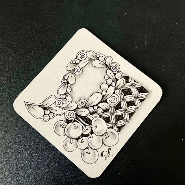 はじめて描く、癒しのゼンタングル講座を受講したFairycatさんの作品