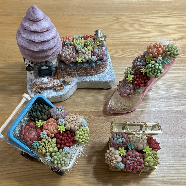 多肉粘土職人poncotageが教える!粘土多肉の初級レッスンを受講したmitsuyoさんの作品