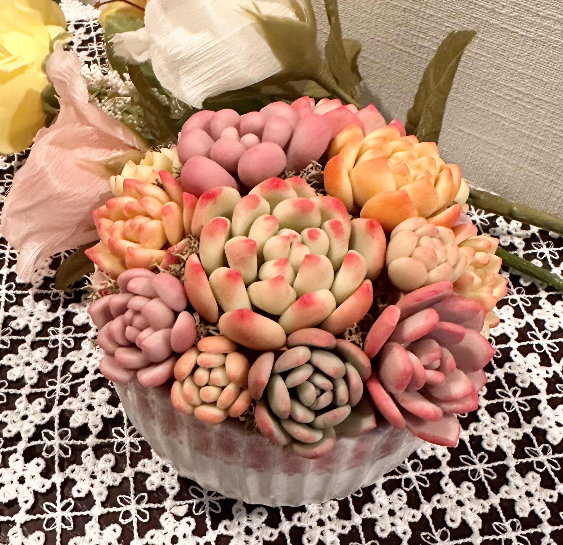 多肉粘土職人poncotageが教える！初めての粘土多肉レッスンを受講したピピコさんの作品