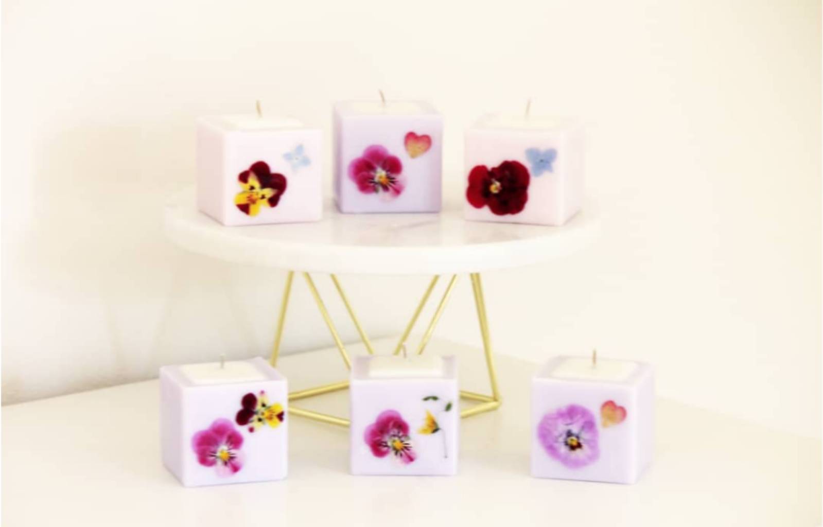 ２層の押し花のキャンドルの作り方