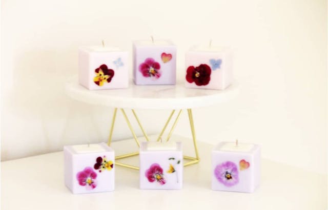 ２層の押し花のキャンドルの作り方