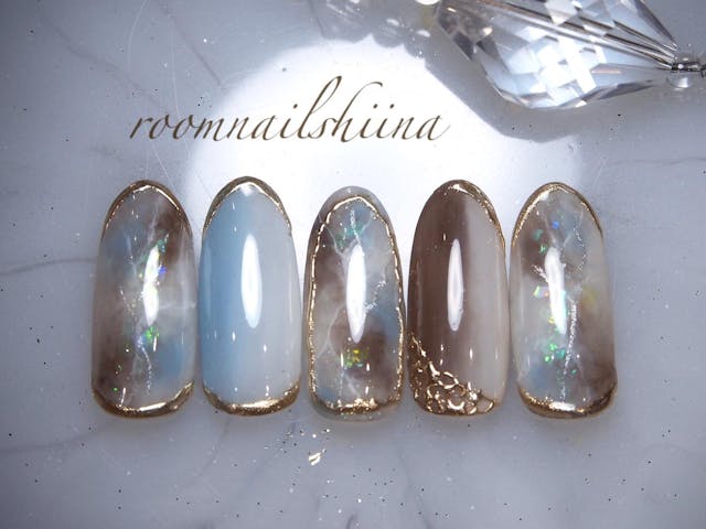 ニュアンス大理石✴︎ブラウンの縦グラデーションネイルのやり方