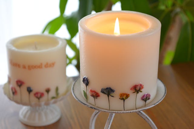 押し花アロマキャンドルの作り方(文字入れレッスンなし)