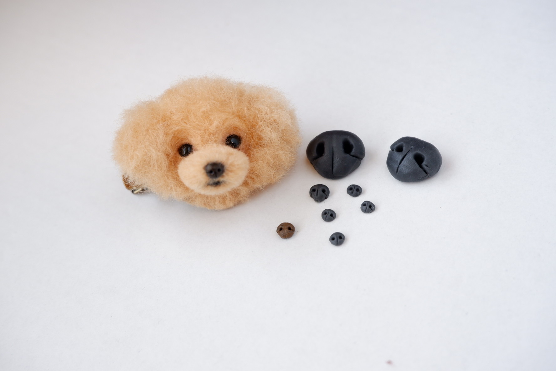 羊毛わんこパーツ、オリジナル鼻の作り方