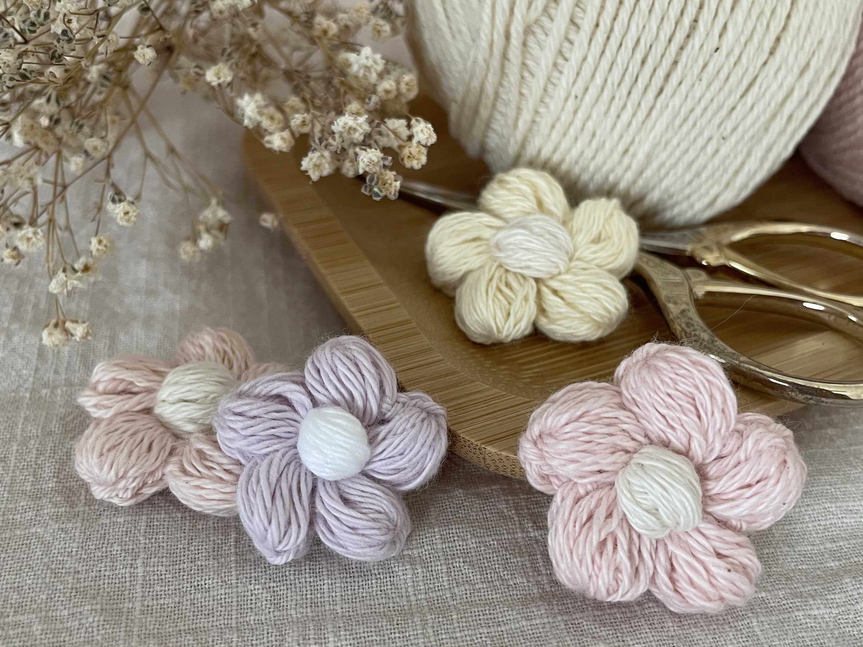 ふんわりお花モチーフ　編み方とコツ