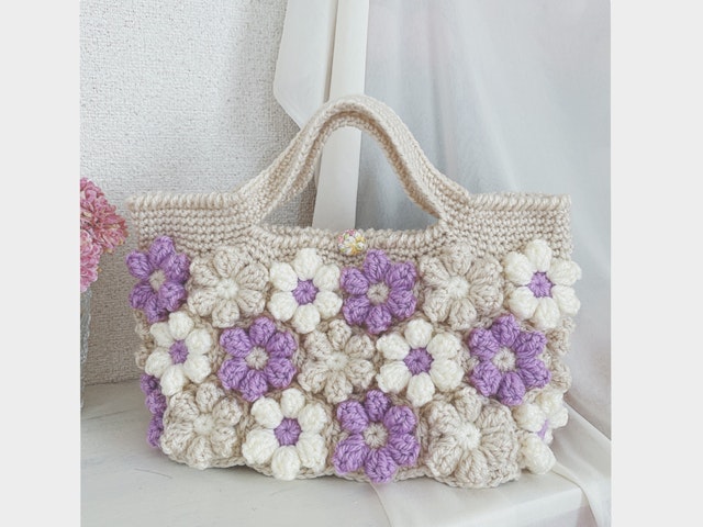 単発動画】お花モチーフのバッグの編み方 | 編み物