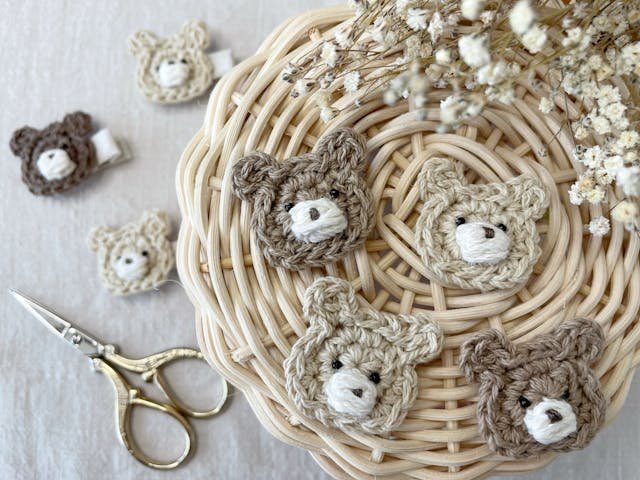 ぷっくり鼻のくまモチーフの作り方