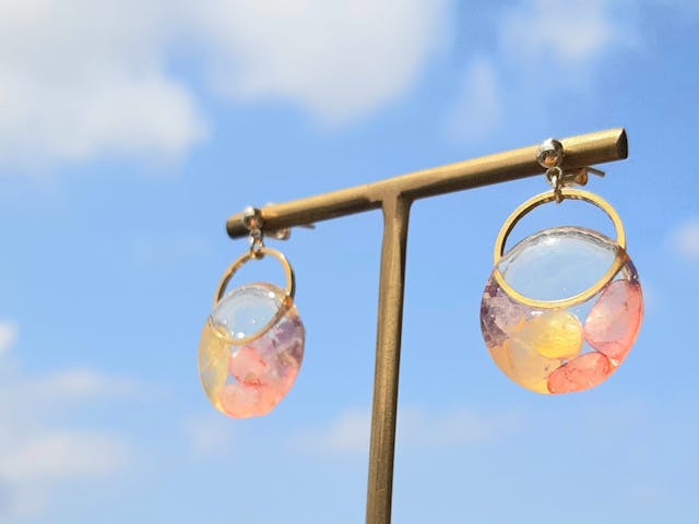 レジンと天然石の耳飾り✦作り方