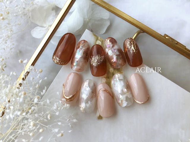 キラキラホワイトべっ甲ネイルの作り方