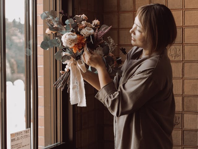 パリスタイルのフラワーアレンジ
