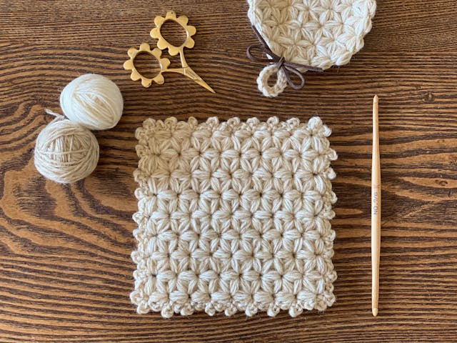 リフ編みのポットマット
