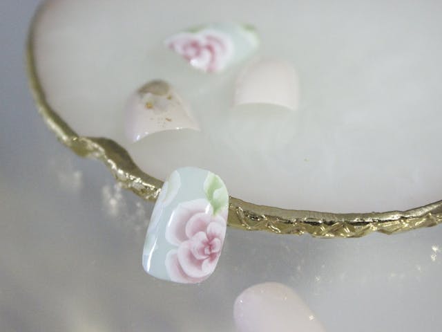 アンギュラー筆で描く【プリンセスローズ】の作り方