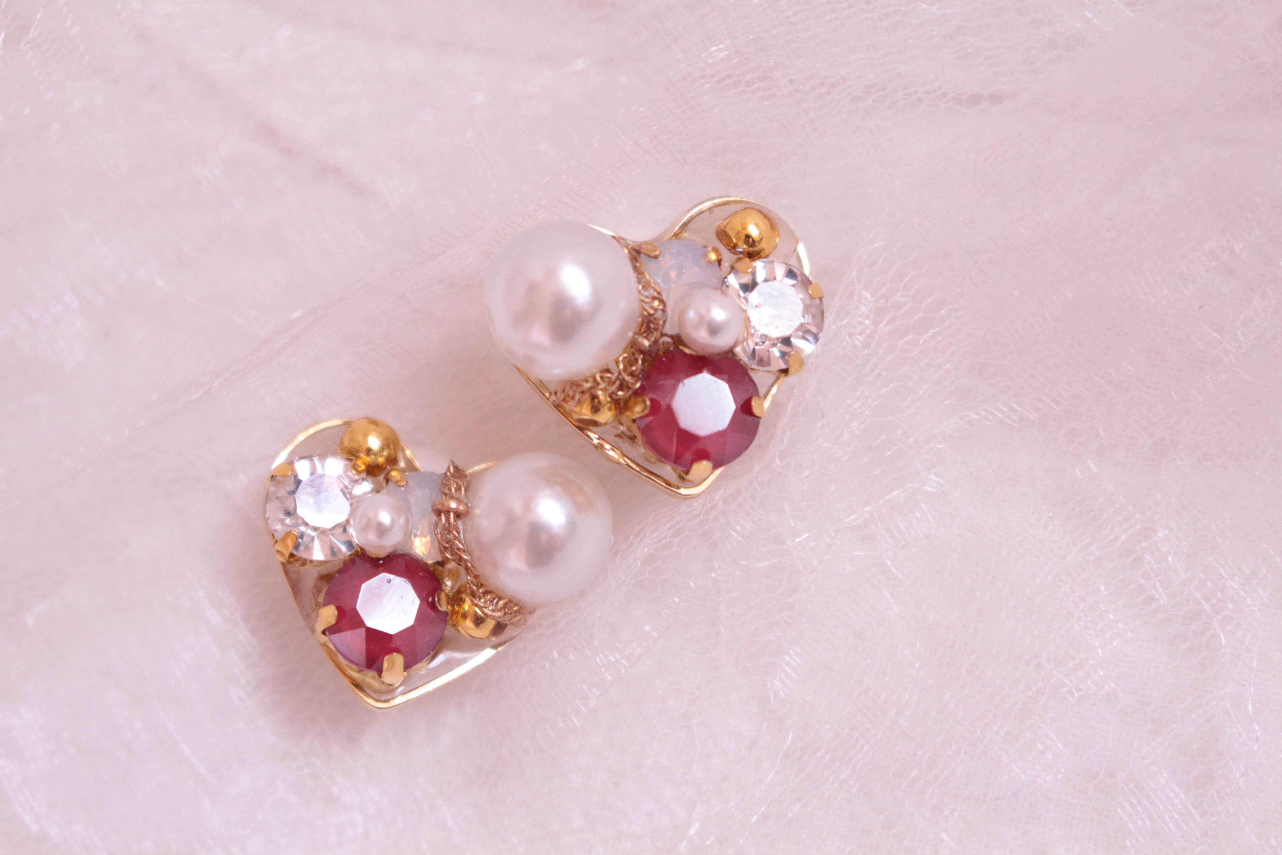 ハートフレームの耳飾りの作り方