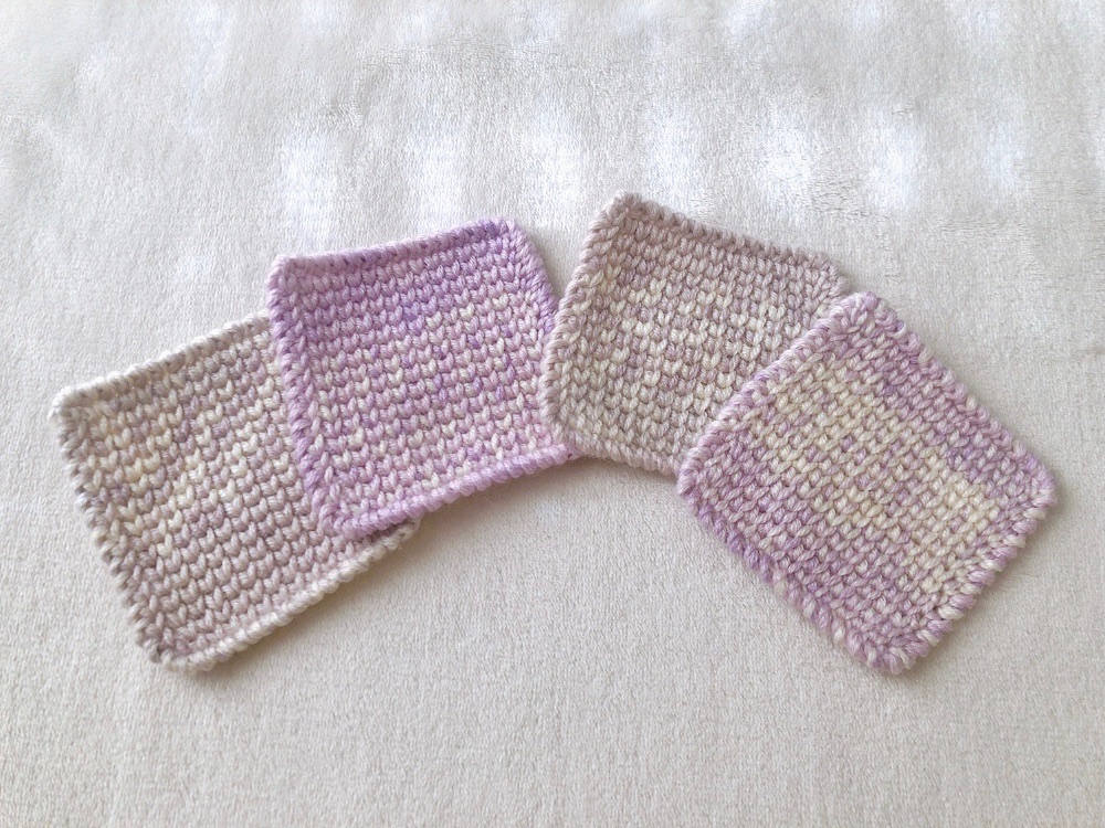 メリヤス細編みで編むニットコースター