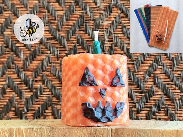 ハロウィンかぼちゃキャンドルの作り方【工作感覚でできる！ミツロウシートのくるくるキャンドルづくり】 