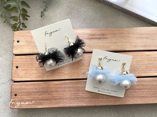 簡単♡ふんわりdotチュール(ピアス/イヤリング)