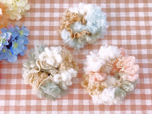 簡単可愛いレースシュシュの作り方(お子様にも)