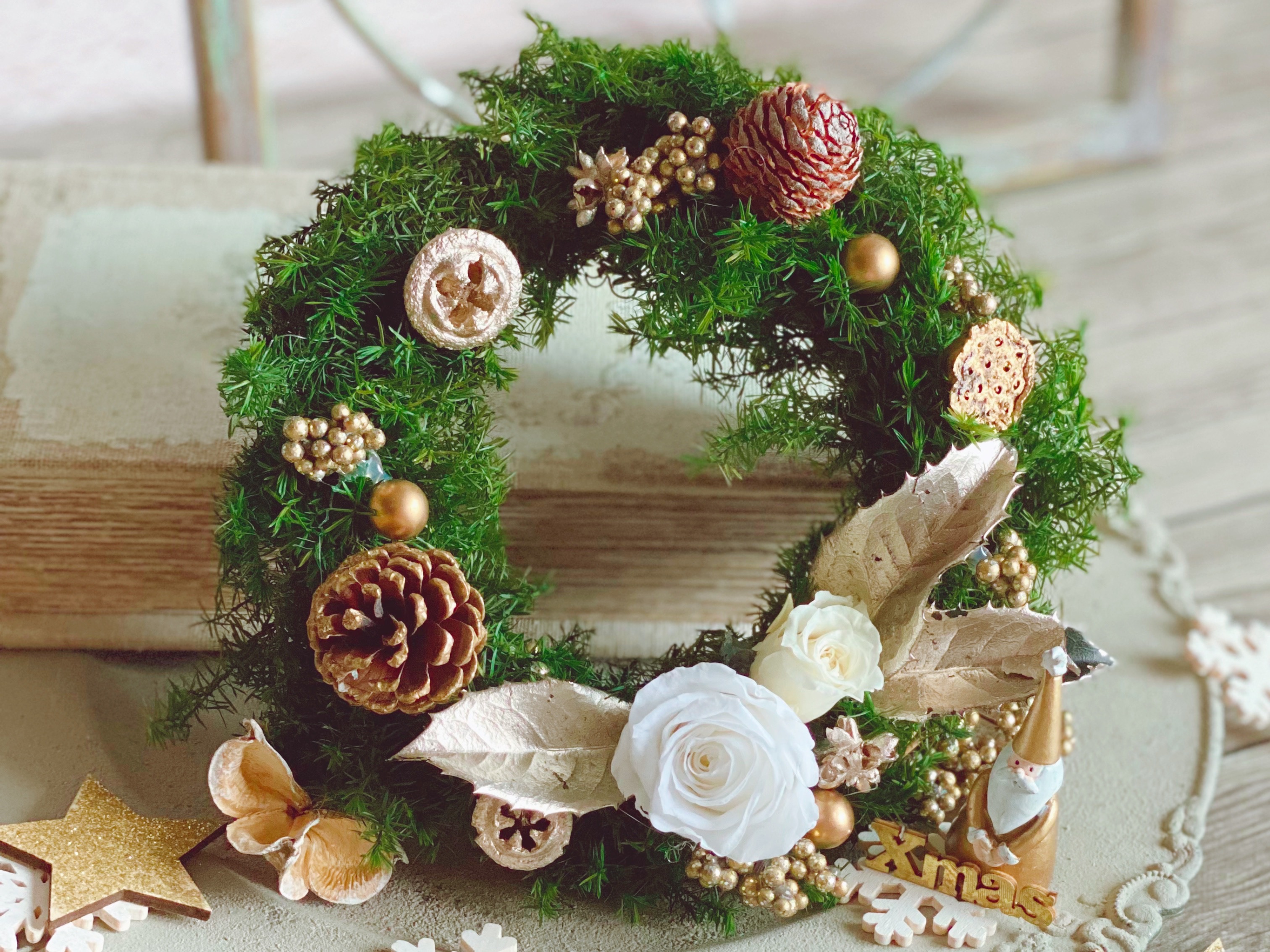 造花♪クリスマスリース♪ 造花XmasリースNo.1